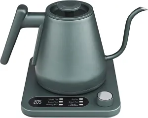 Gooseneck Electric Kettle, Custom Temperature Control,1200 W Fast Boil & 2H Auto Keep Warm, Real-time Temp Display, Precise Pouring, Pour Over Coffee Kettle & Tea Kettle, Stainlee Steel,Green