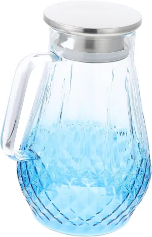 Gradient Flower Glass Water Pitcher Heat Resistant Kettle with Lid Large Capacity Tea Jug for Water Juice for Home and Office Use
