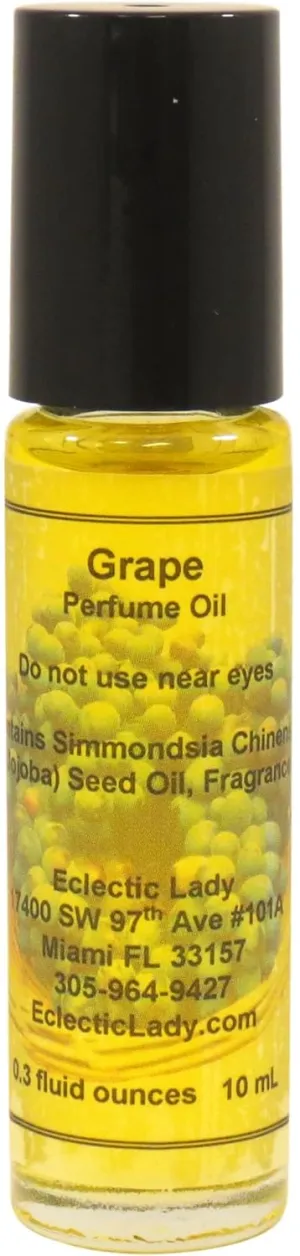 Grape Perfume Oil, 0.3 Oz Portable Roll-On Fragrance with Long-Lasting Scent, Delightful Essential Oils and Jojoba Oil For Daily Use