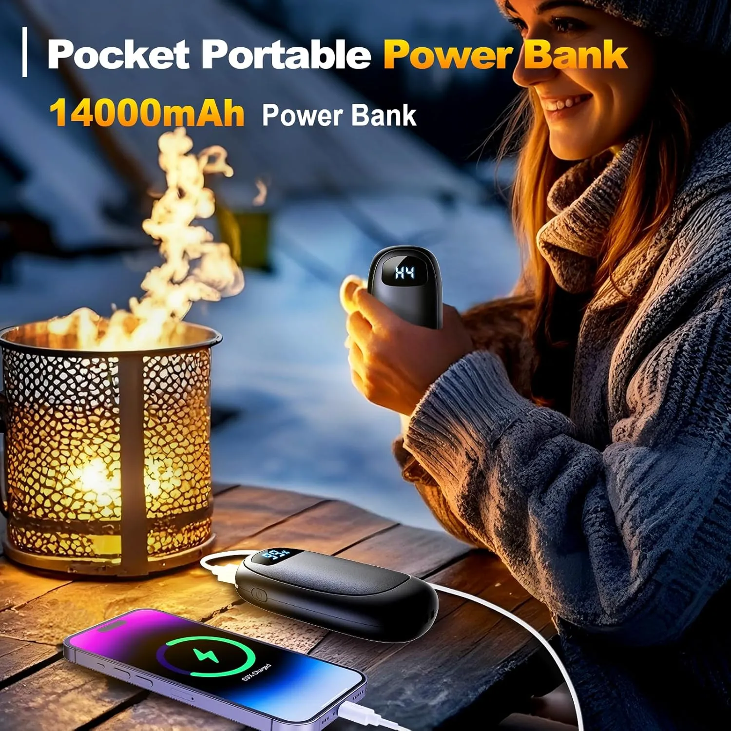 Hand Warmers Rechargeable - 14000mAh Electric Hand Warmers, Max 20 Hrs Warmth 4 Levels Heat Up to 131℉, Dual-Side Heating Portable Reusable Pocket Heater 2 Pack for Raynauds, Hunting, Camping, Golf