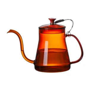 Handblown Amber Glass Gooseneck Kettle