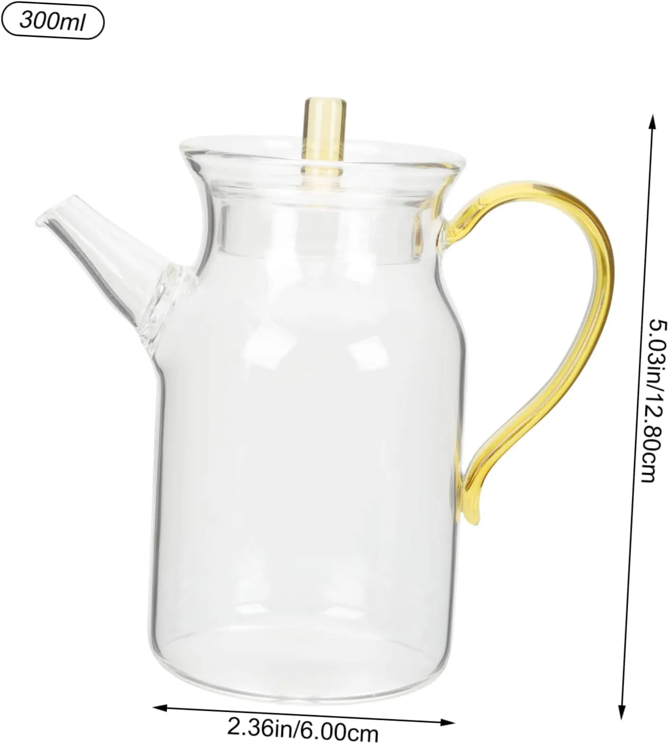 Handheld Glass Teapot Heat Resistant Kettle for Loose Leaf Tea Infuser with Ergonomic Handle for Home and Office Tea Enjoyment