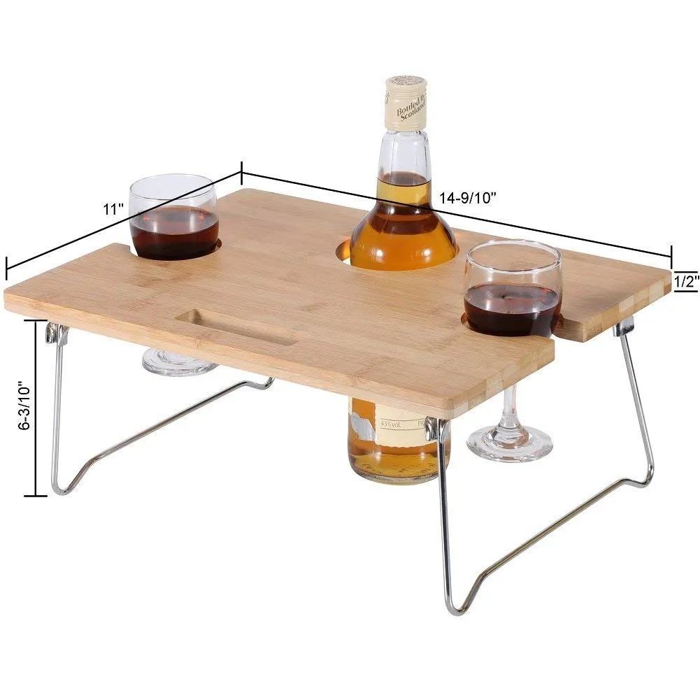 HappyPicnic® Portable and Foldable Wine Table For 2