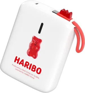 Haribo Mini Power Bank 20000mAh, 22.5W Fast Charging, Built-in Cable, Compact Size, 5V 3A, Gummy Bear Style Portable Charger for iPhone 15 16, Samsung Galaxy, Motorola