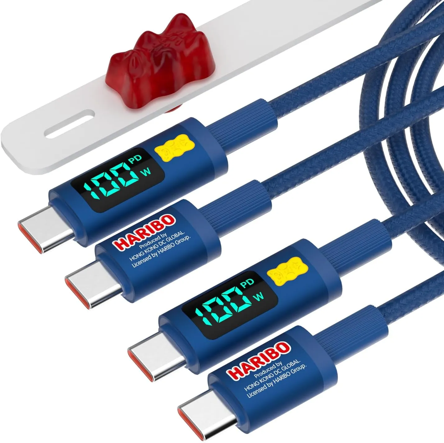 Haribo USB C to USB C Cable (2 Pack, 4.9ft), 100W PD Fast Charging, 4.9ft, LED Display, USB 2.0 Gummy Bear Style Charging Cords iPhone 15 16, Galaxy