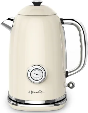 Harriet Electric Kettle, 1.8L Hot Water Boiler Electric with Thermometer, 1500W Stainless Steel Electric Water Kettle, Auto Shut-Off & Boil Dry Protection, Beige White