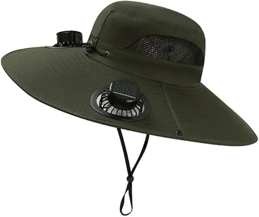 Hat with Fans Solar Power, Solar Fan Hat, 2 Solar Fan Sun Bucket Hat for Men Women UPF 50  Bucket Fishing & Beach