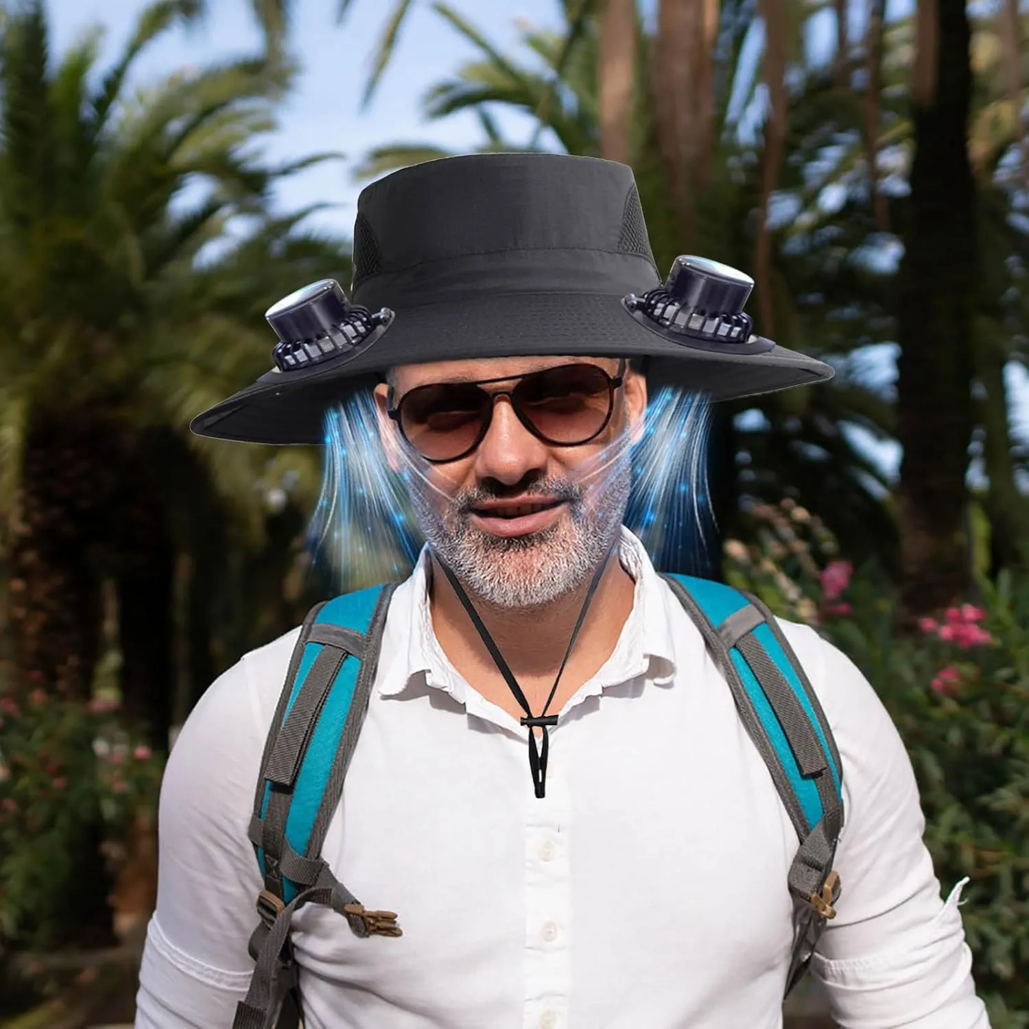 Hat with Fans Solar Power, Solar Fan Hat for Men Women, Removable & USB Charging, Fishing Hat with Solar Powered Fans
