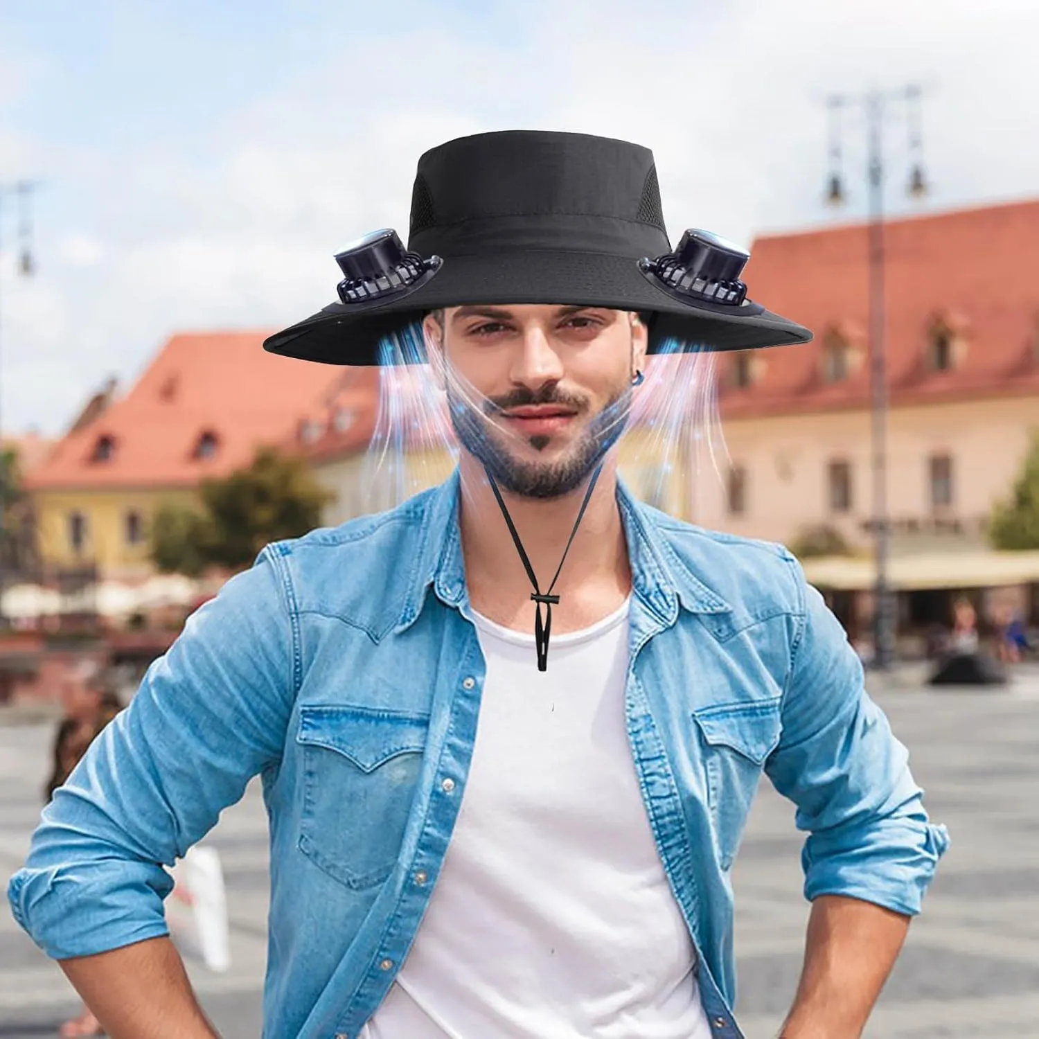 Hat with Fans Solar Power, Solar Fan Hat for Men Women, Removable & USB Charging, Fishing Hat with Solar Powered Fans