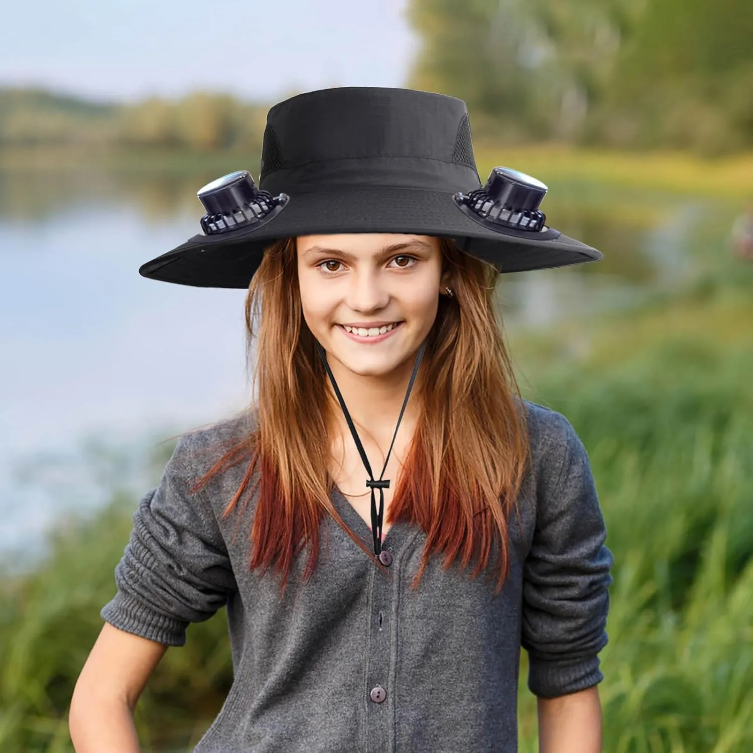 Hat with Fans Solar Power, Solar Fan Hat for Men Women, Removable & USB Charging, Fishing Hat with Solar Powered Fans