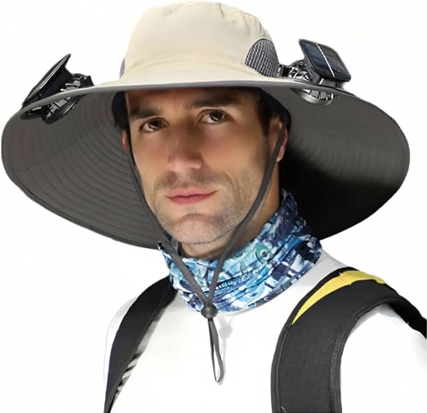 Hat with Fans Solar Power Wide Brim Removable Sun & USB Charging Hat Outdoor Fishing Sun Protection Solar Fan Hats