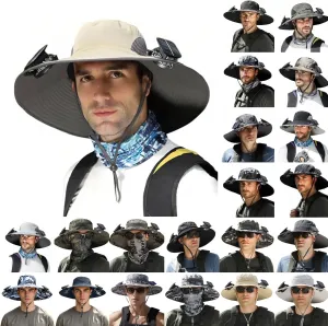 Hat with Fans Solar Power Wide Brim Removable Sun & USB Charging Hat Outdoor Fishing Sun Protection Solar Fan Hats