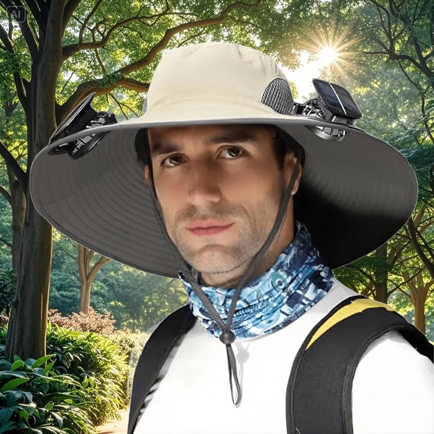 Hat with Fans Solar Power Wide Brim Removable Sun & USB Charging Hat Outdoor Fishing Sun Protection Solar Fan Hats