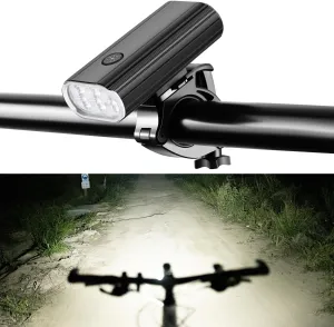 High Lumens Bike Headlight, 2000  Lumens 6 LED Super Bright Wide Beam for Night Riding, Rechargeable Bicycle Front Light with Handlebar & Underneath 2 Mounts for Road Mountain Bicycle