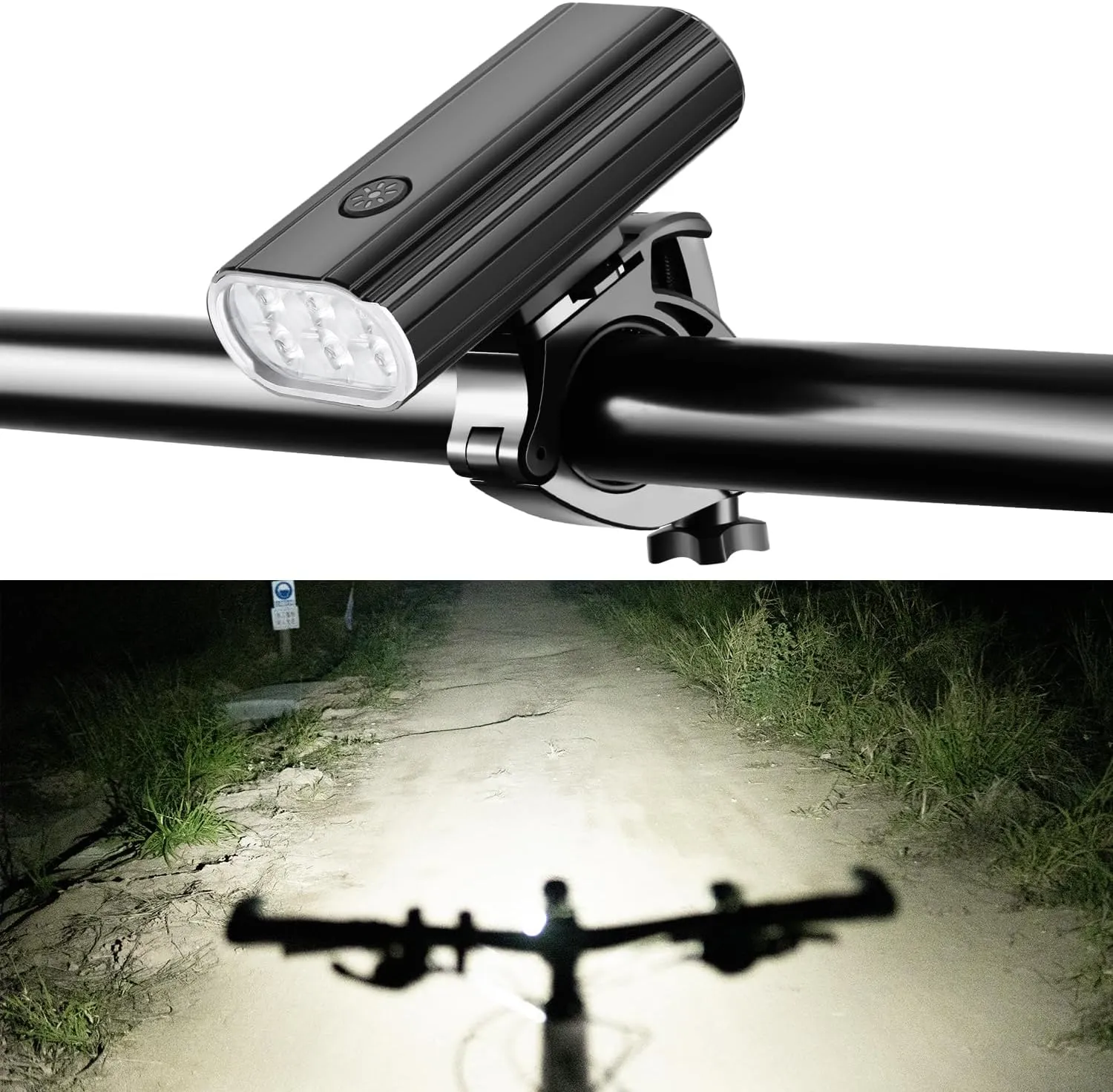 High Lumens Bike Headlight, 2000  Lumens 6 LED Super Bright Wide Beam for Night Riding, Rechargeable Bicycle Front Light with Handlebar & Underneath 2 Mounts for Road Mountain Bicycle
