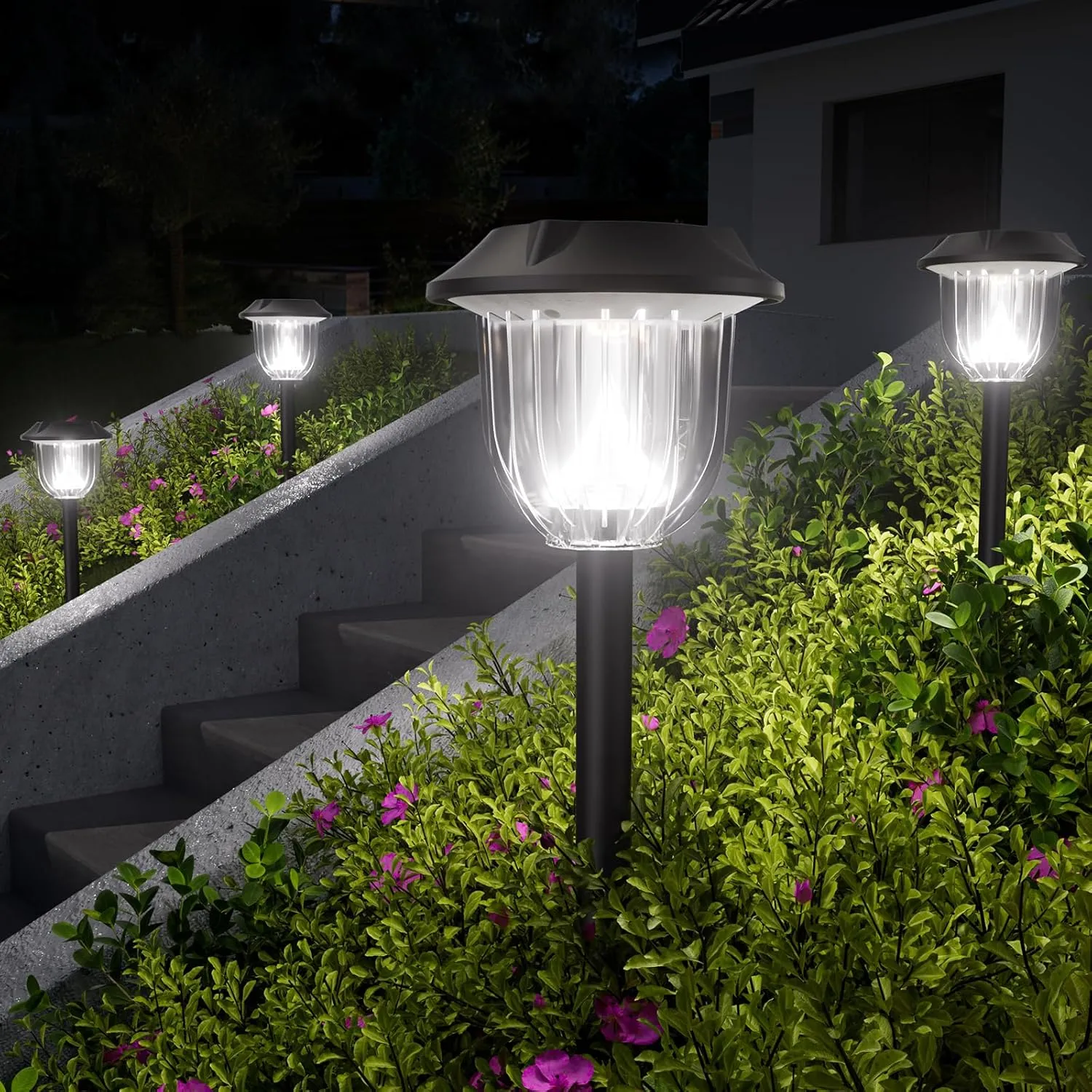HIGH-POWER LED Solar lights for Outside,12000K 6 Pack Solar Lights Outdoor IP65 Waterproof,Landscape Lighting,Garden Decorative for Yard,Patio,Landscape,Pathway,Sidewalk,Driveway,Lawn (Cold White)