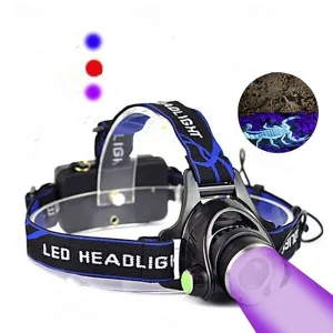 High-Power Outdoor Fishing Beekeeping Headlamp, UV Purple Black Light Head Light, Strong Head-Mounted Lamp for Outdoor Camping Hiking