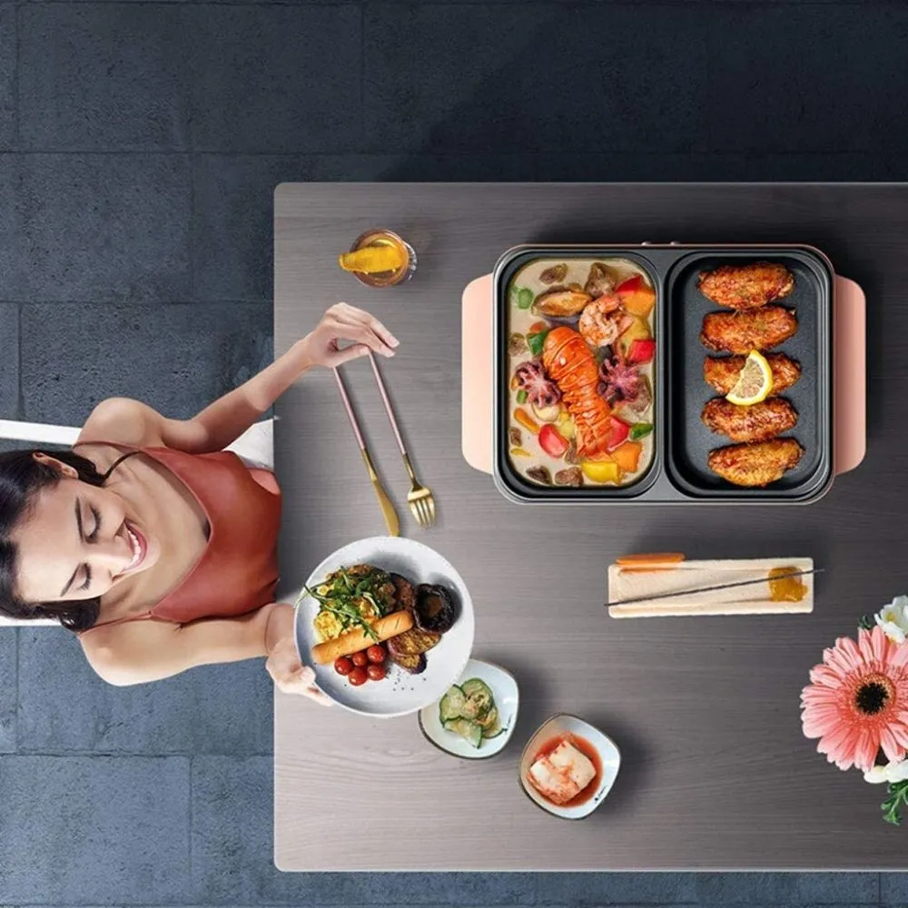 Homlly Electric Barbecue Grill 2 in 1 Hot Pot
