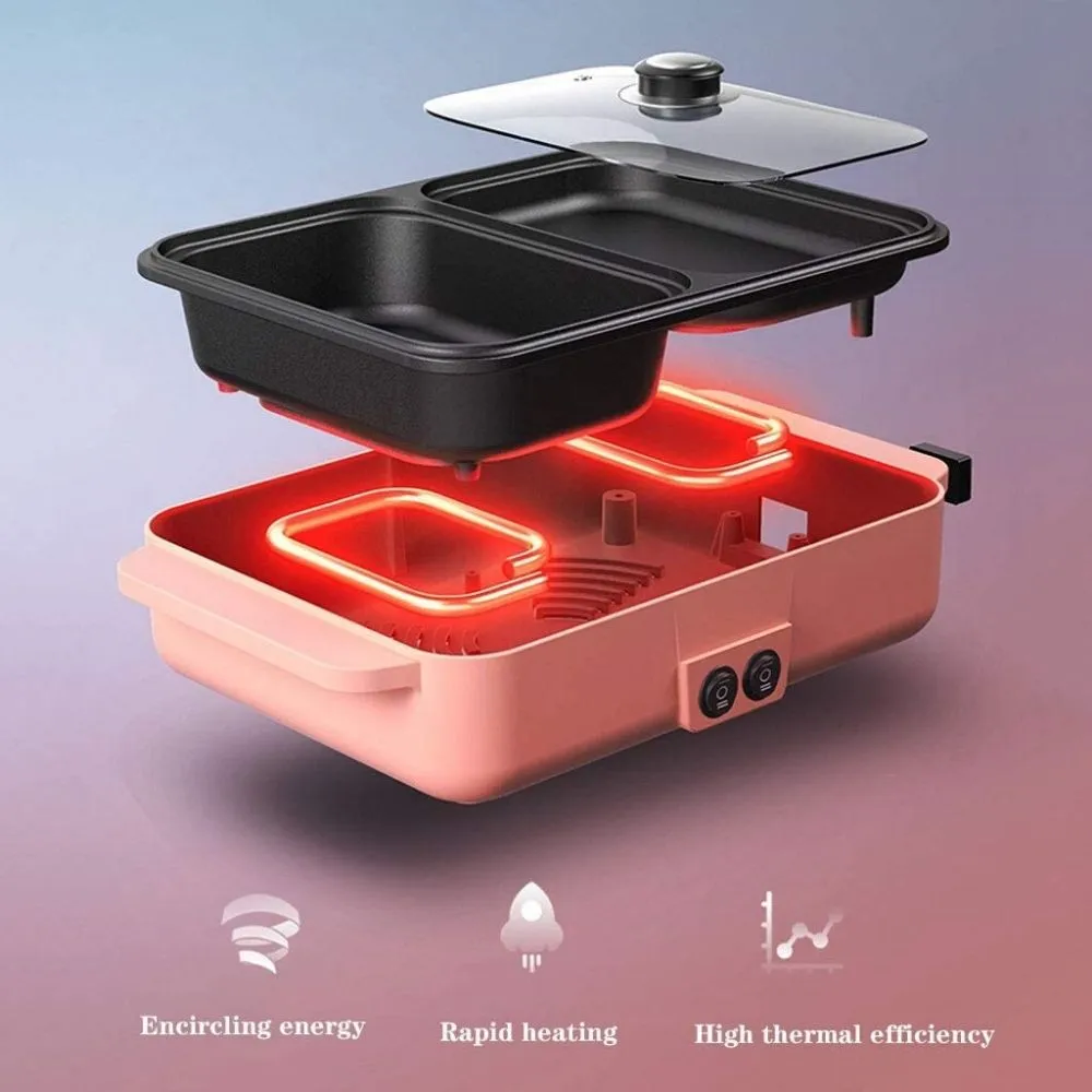 Homlly Electric Barbecue Grill 2 in 1 Hot Pot