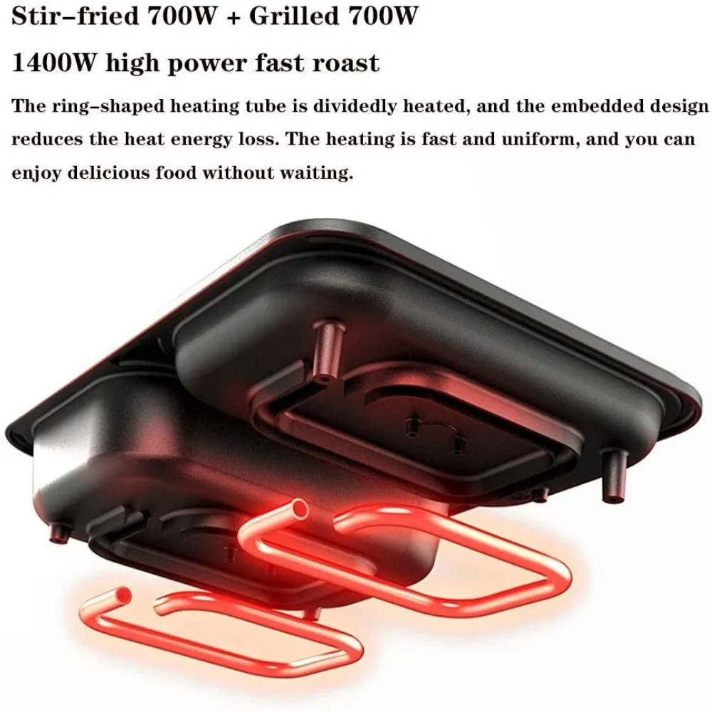Homlly Electric Barbecue Grill 2 in 1 Hot Pot