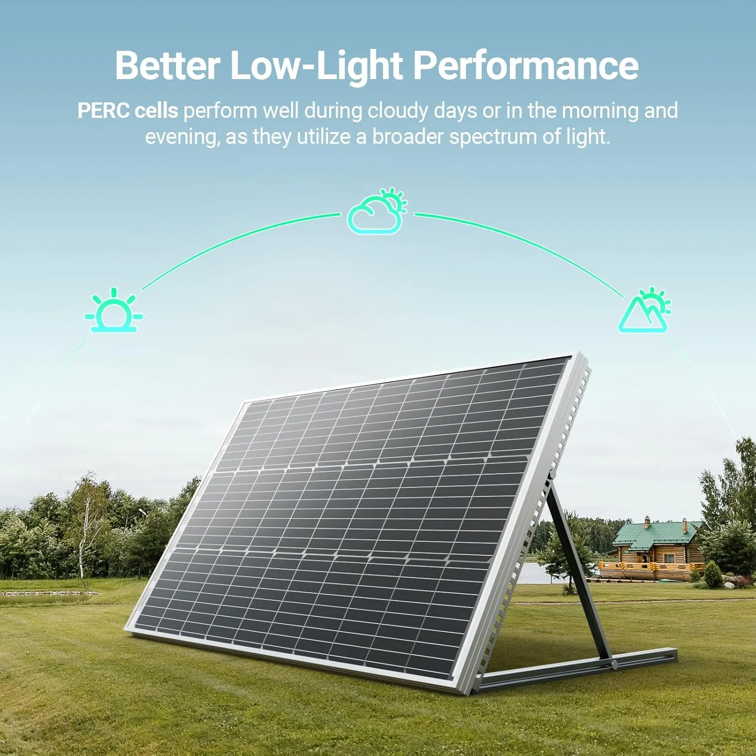 HQST Bifacial 100 Watt 12V Solar Panel, 9BB Monocrystalline Solar Panels with 25% High Efficiency Module PV Power for Battery Charging Boat, Caravan and Other Off Grid Applications