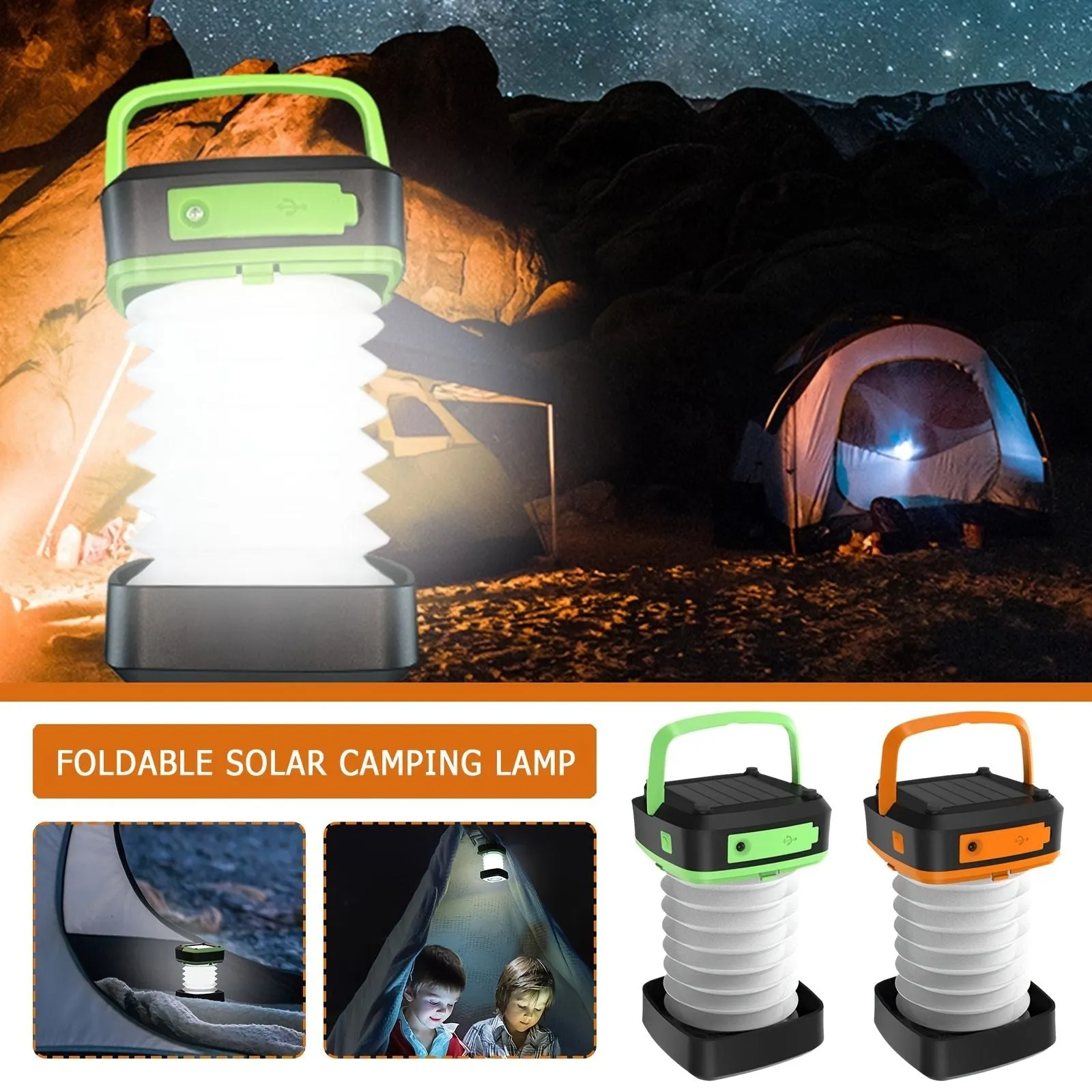 Hunting Camping Portable For Multi-zone Solar Multi-device compatible Foldable/Retractable Fishing; Light Multi-Functional Lamp; Rechargeable USB LED Hiking;
