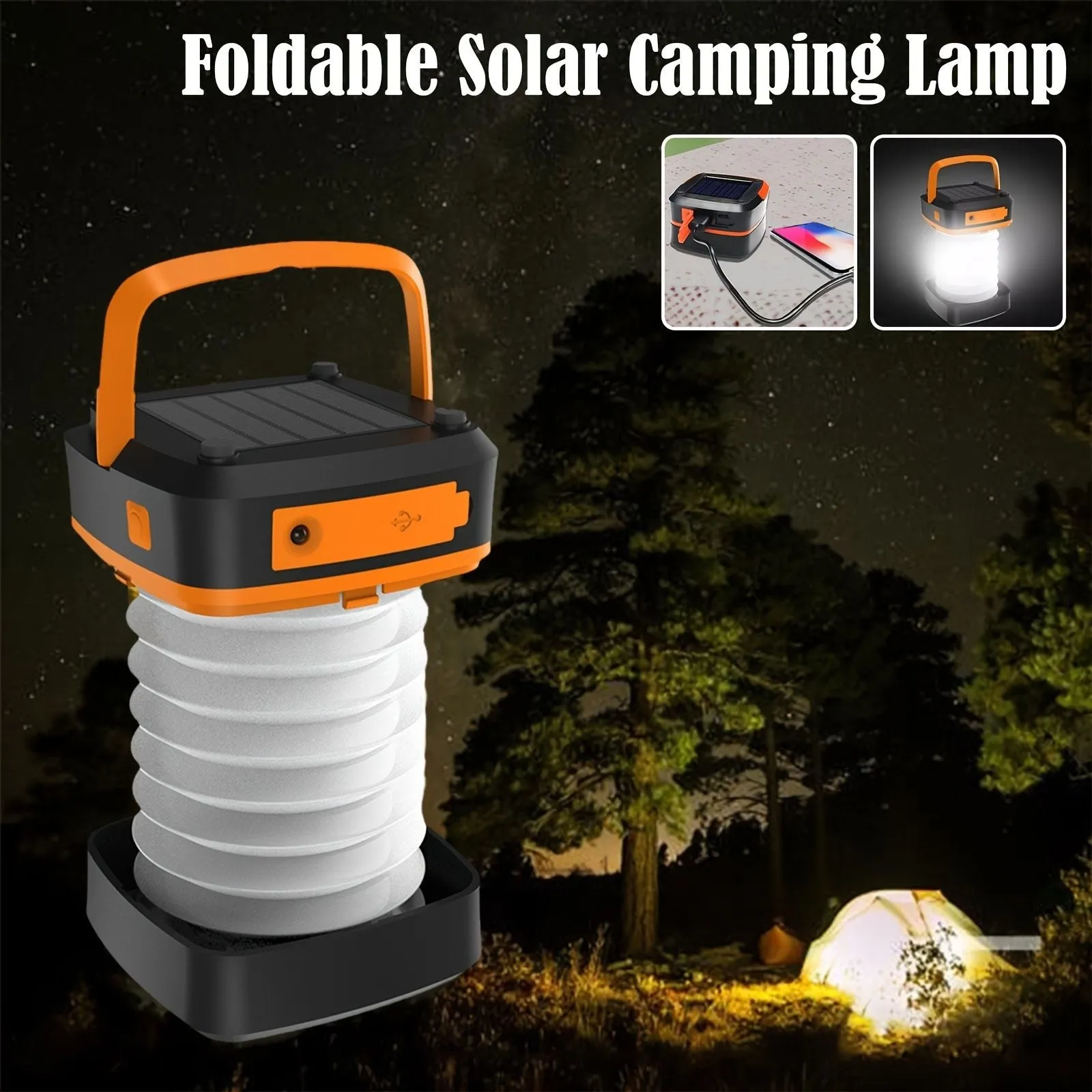 Hunting Camping Portable For Multi-zone Solar Multi-device compatible Foldable/Retractable Fishing; Light Multi-Functional Lamp; Rechargeable USB LED Hiking;