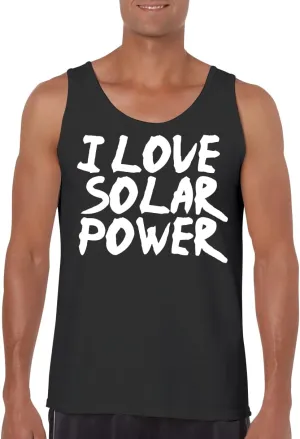 I Love Solar Power - Funny Men's Sleeveless Tank Top – Comfortable Graphic Tee for Adults CP05 Black