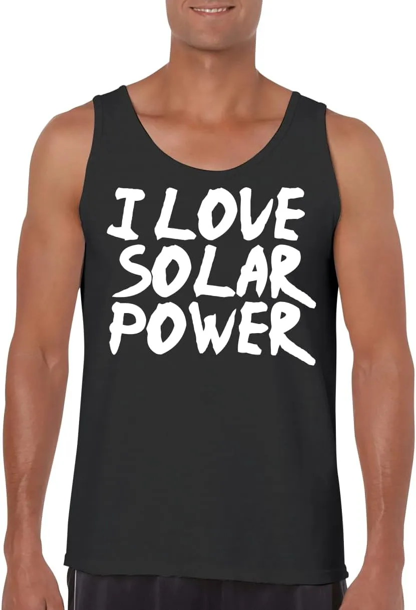 I Love Solar Power - Funny Men's Sleeveless Tank Top – Comfortable Graphic Tee for Adults CP05 Black