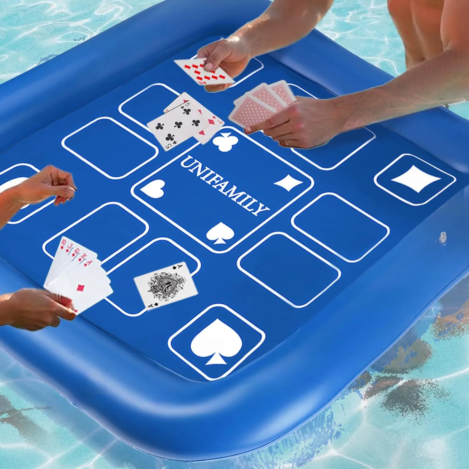 Inflatable Game Table, 35.5 x 35.5 in Floating Game Table for Pool, Thickness Floating Card Table, Floating Table for Pool Without Playing Cards, Inflatable Card Tray Pool Accessories