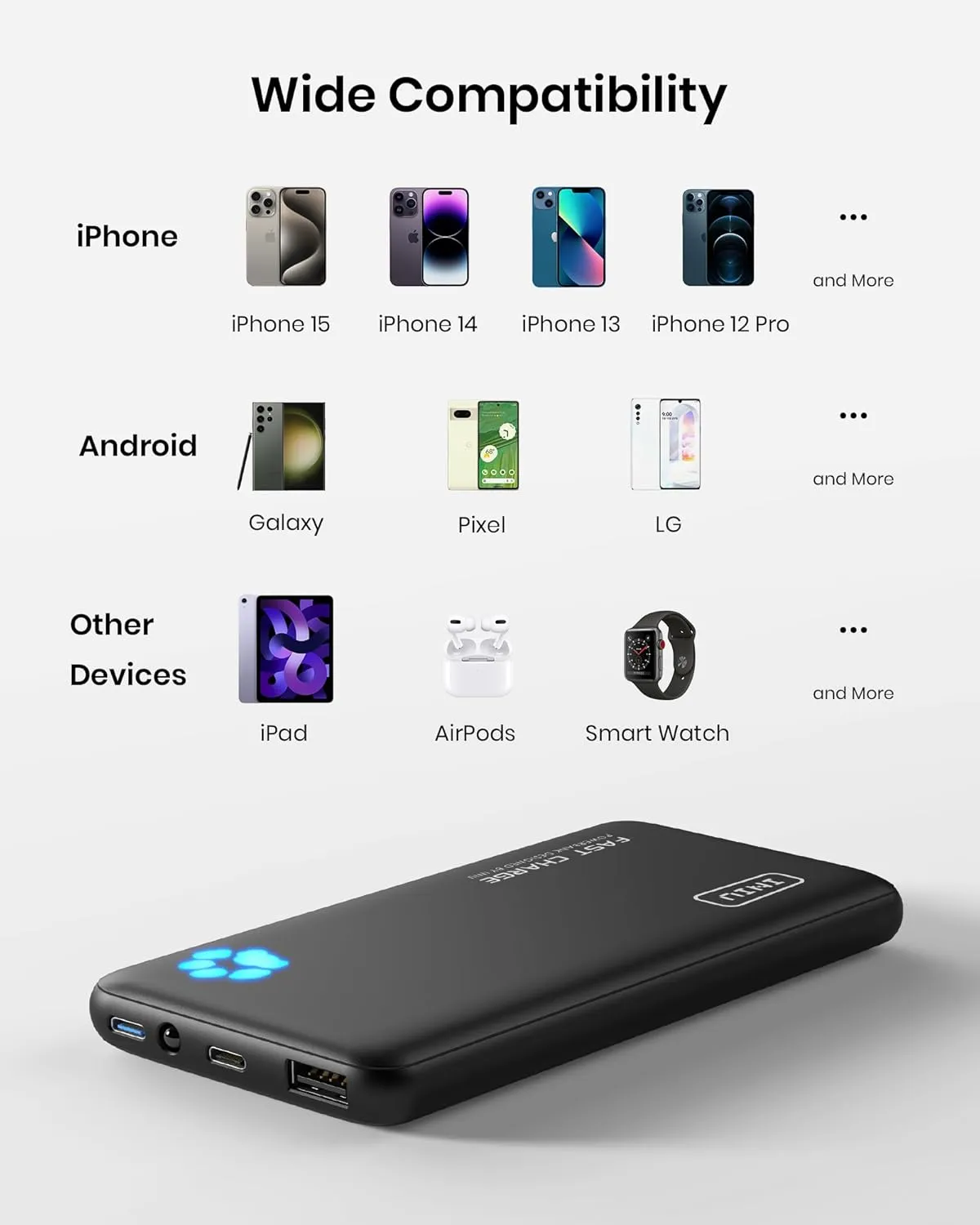 INIU Portable Charger, 20W PD3.0 Fast Charging Slimmest 10000mAh Power Bank, USB C in/Out QC4  Battery Pack, Portable Phone Charger for iPhone 16 15 14 13 12 Pro Samsung S22 S21 Google AirPods iPad