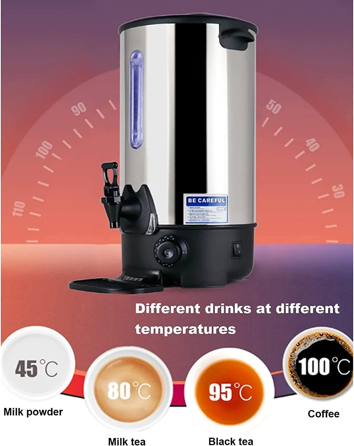 INTBUYING Stainless Steel Large Capacity Commercial 110V Hot Water Dispense Boiler Instant Boiling Machine Heater Electric Kettle Temperature Control for Coffee Tea with Faucet Tap-15.4L