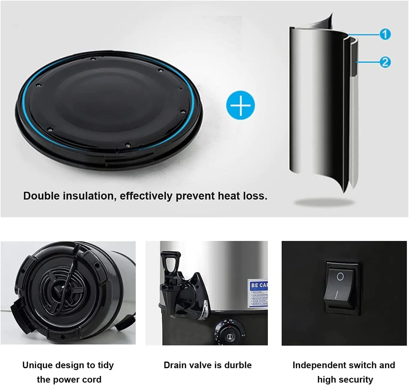 INTBUYING Stainless Steel Large Capacity Commercial 110V Hot Water Dispense Boiler Instant Boiling Machine Heater Electric Kettle Temperature Control for Coffee Tea with Faucet Tap-15.4L