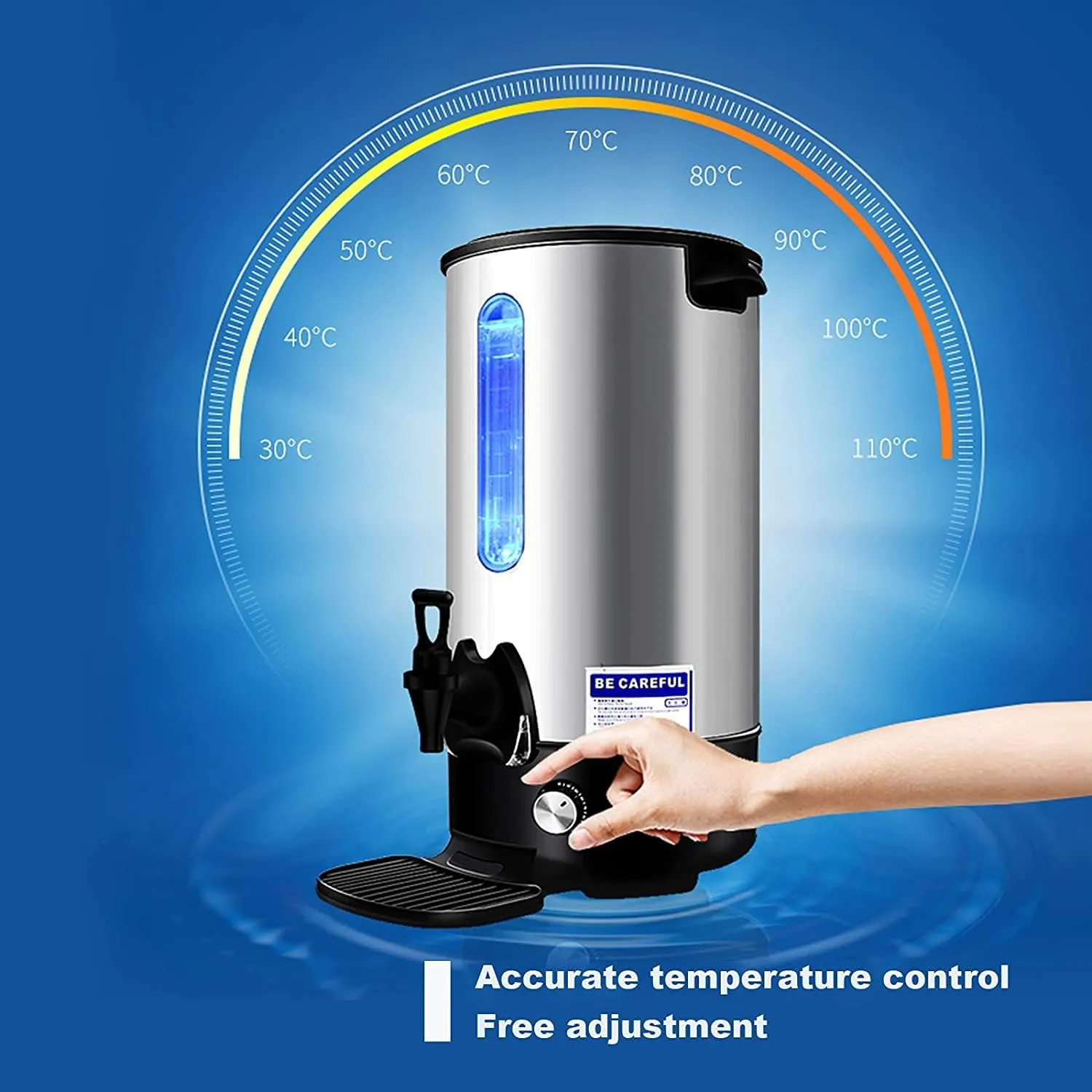 INTBUYING Stainless Steel Large Capacity Commercial 110V Hot Water Dispense Boiler Instant Boiling Machine Heater Electric Kettle Temperature Control for Coffee Tea with Faucet Tap-15.4L