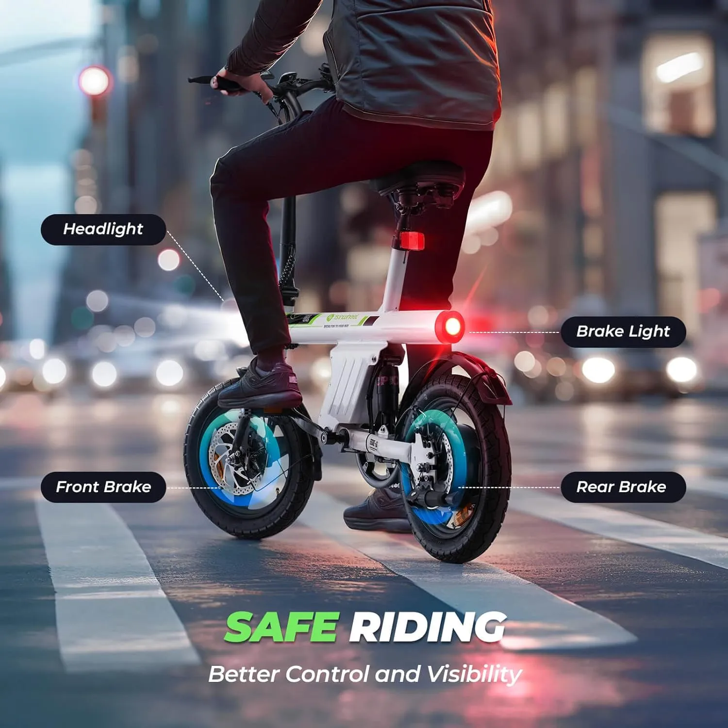 isinwheel U1 Electric Bike, 500W Motor, 20 mph, Folding Ebike, 14"/16"/20" Adults Electric Bicycles, 280.8Wh Battery, 25 Miles PAS Range, Black, Disc Brake, Aluminum Alloy Wheels