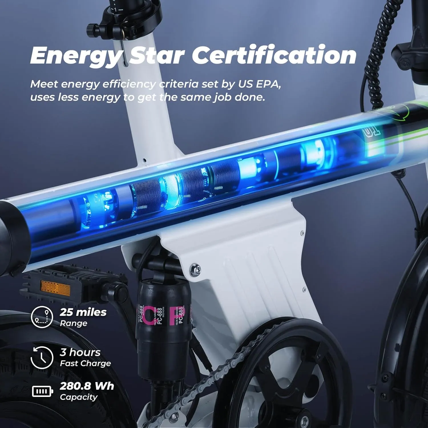 isinwheel U1 Electric Bike, 500W Motor, 20 mph, Folding Ebike, 14"/16"/20" Adults Electric Bicycles, 280.8Wh Battery, 25 Miles PAS Range, Black, Disc Brake, Aluminum Alloy Wheels