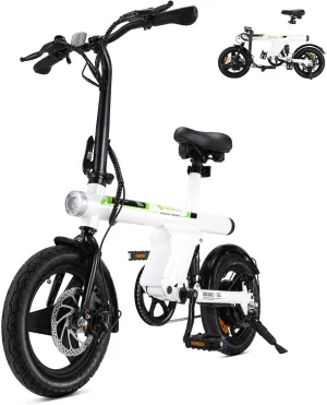 isinwheel U1 Electric Bike, 500W Motor, 20 mph, Folding Ebike, 14"/16"/20" Adults Electric Bicycles, 280.8Wh Battery, 25 Miles PAS Range, Black, Disc Brake, Aluminum Alloy Wheels