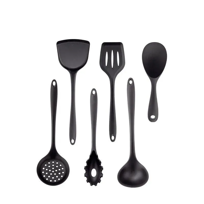 JANKNG Black Silicone Kitchenware Non-stick Cooking Tool Spatula Ladle Egg Beaters Shovel Soup Cookware Utensil Kitchen Cookware