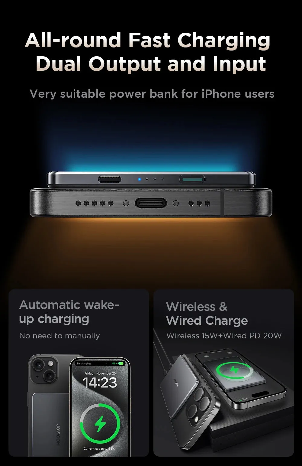 JOYROOM 20W 5000mAh Ultra Thin Wireless Charging Magnetic Power Bank