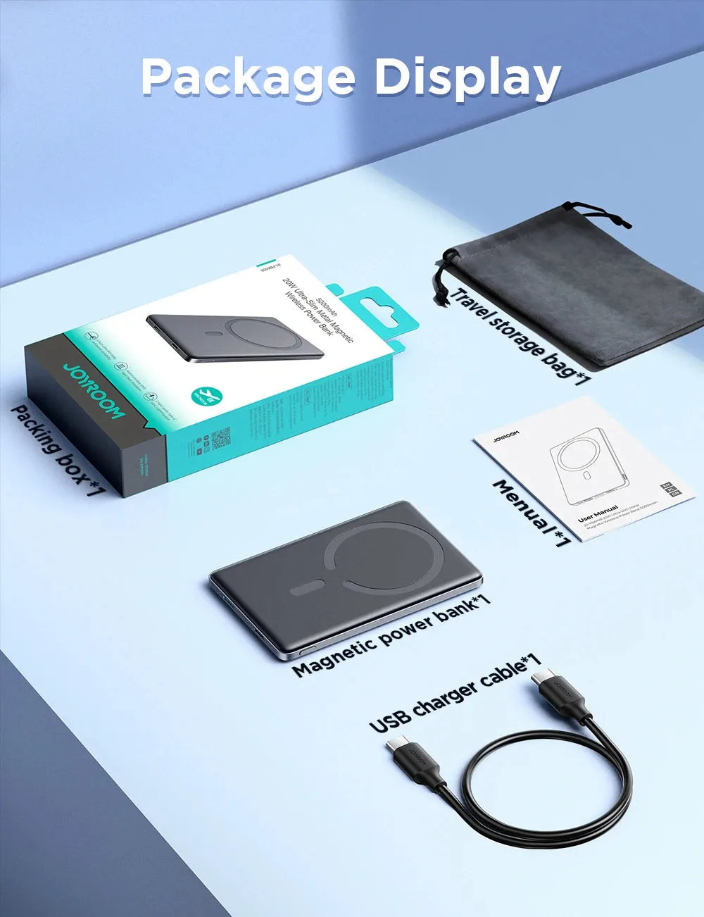 JOYROOM 20W 5000mAh Ultra Thin Wireless Charging Magnetic Power Bank