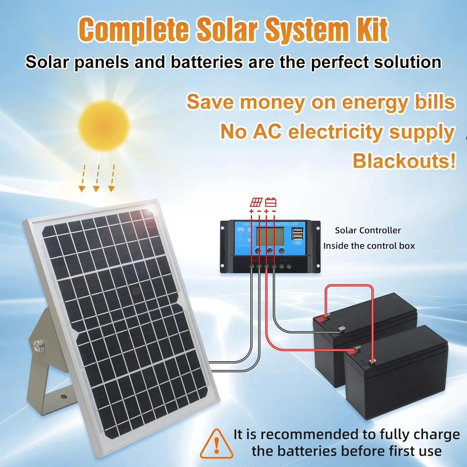 JUJIANG C026 Solar Gate Opener with Batteries & Solar Panel for Single Swing Gates Up to 770lb Automatic Gate Openers with Remote Complete Kit Medium Duty Automatic Gate Openers Solar Powered