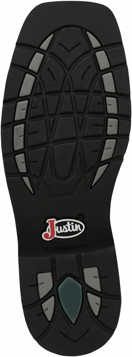 Justin Driller 11" Square Steel Toe Men's Boot, Durable Leather, Slip-Resistant, Comfort Cushioned Insole for Work Safety