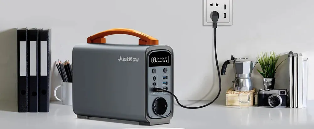 JustNow GT240 Pro 240W Portable Power Station, 320Wh LiFePO4 Battery Solar Generator, PD 60W Fast Charging, LED Light, 6 Outputs