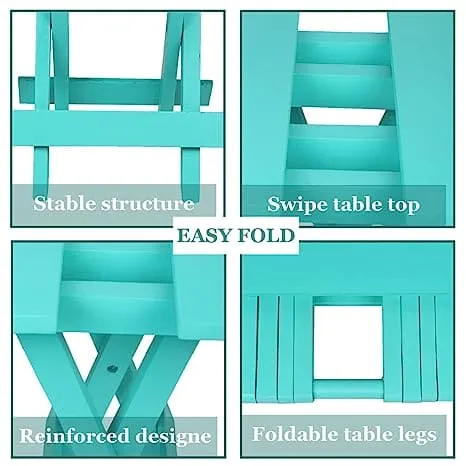 Kids Folding Table, Portable Folding Side Table, Foldable Coffee Table for Living Room, Garden, Outdoor, Corner Table/Bedside Table for Bedroom