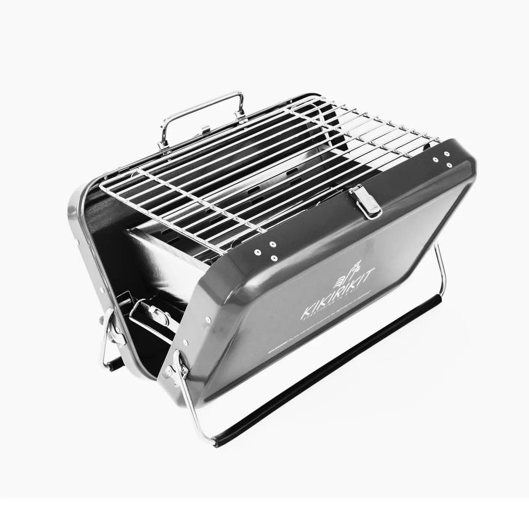 Kikirikit Foldable Portable Charcoal Barbecue Kit - Silver