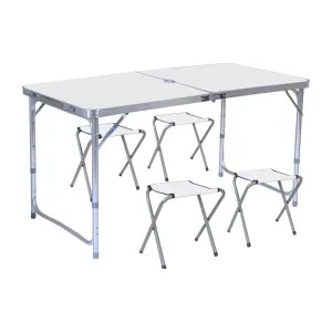 KILIROO Camping Table 120cm Silver (With 4 Chairs) - Lightweight and Portable Foldable Design