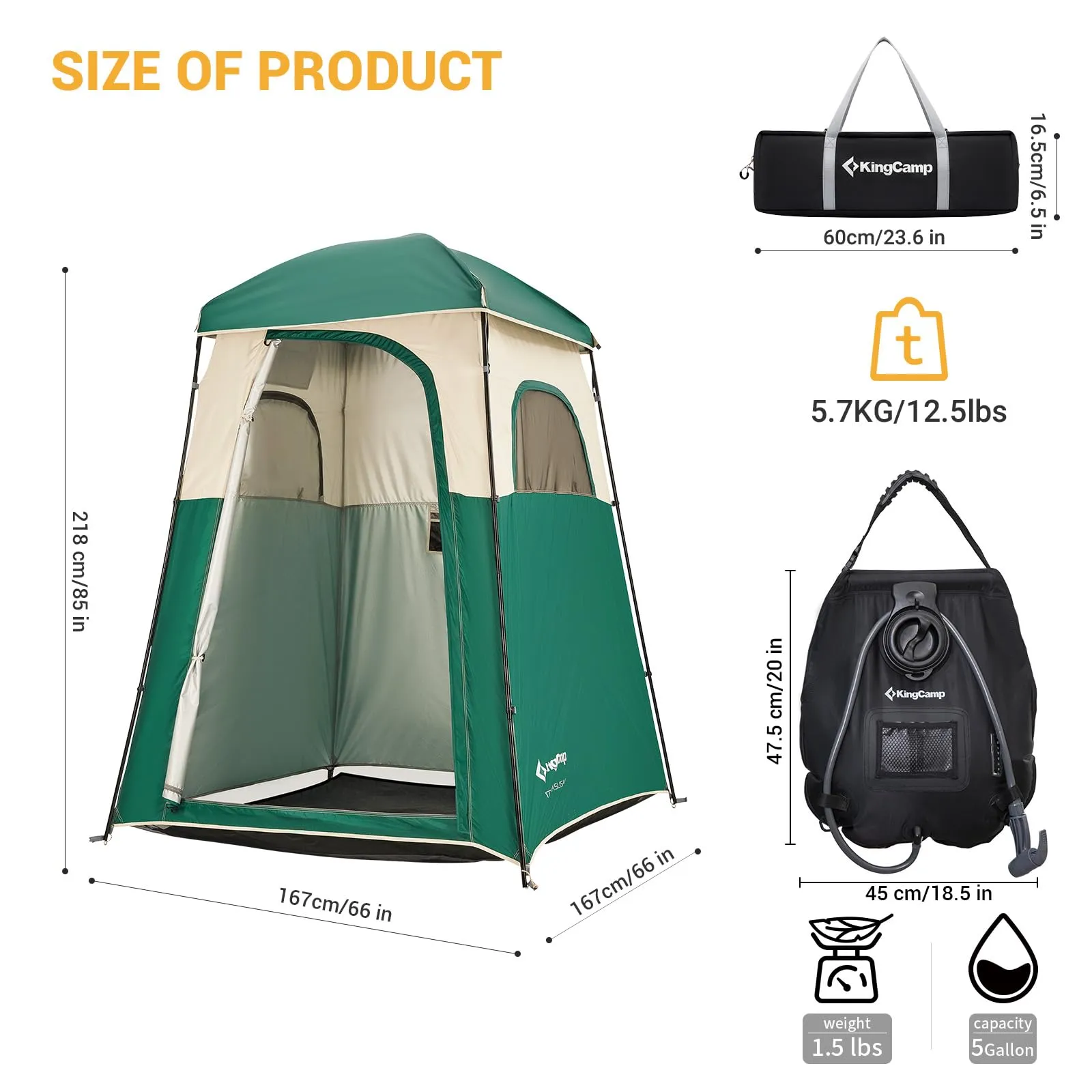 KingCamp MARASUSA Shower Tent 1 Room Privacy Shelter
