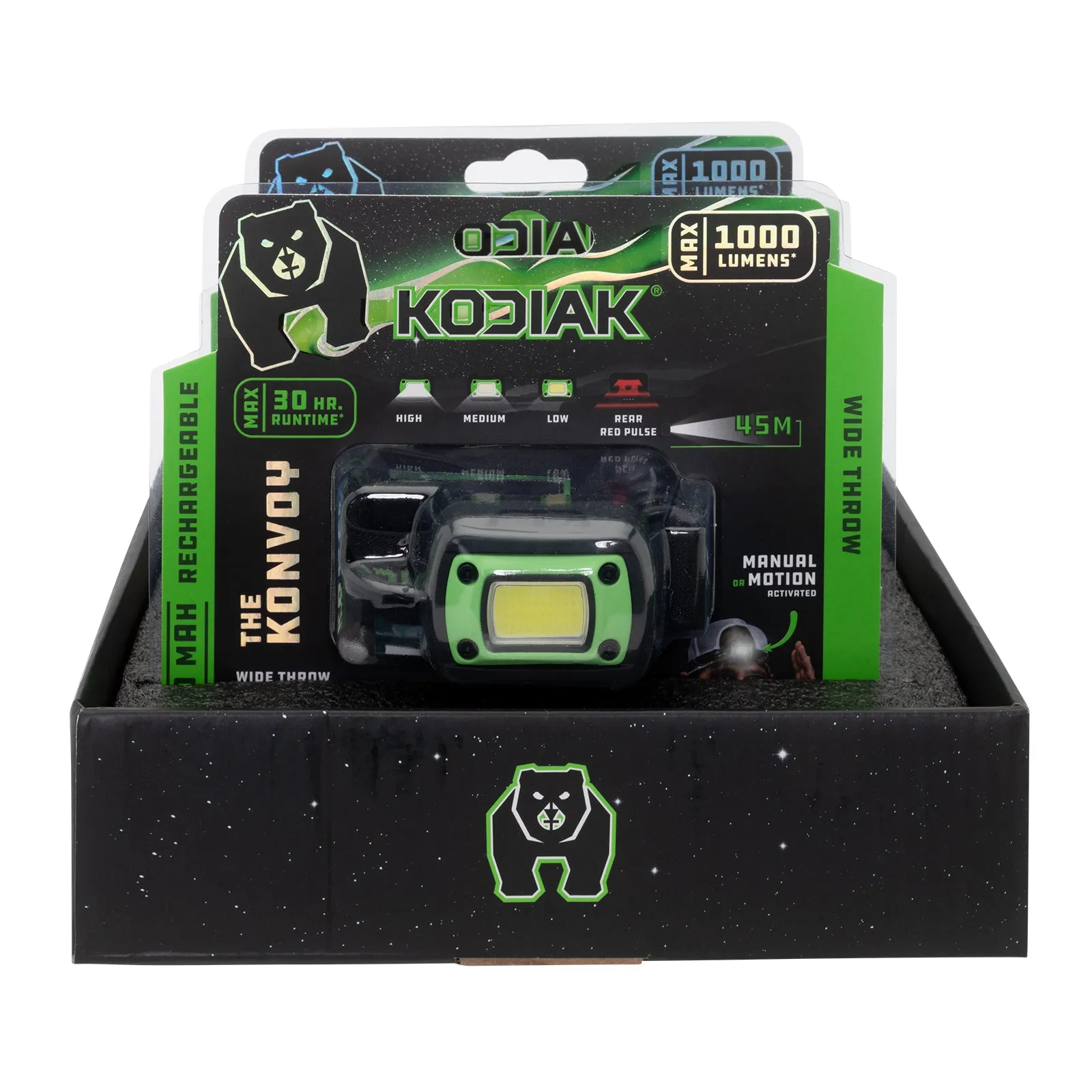 Kodiak Konvoy Rechargeable Motion Activated Wide Beam Headlamp