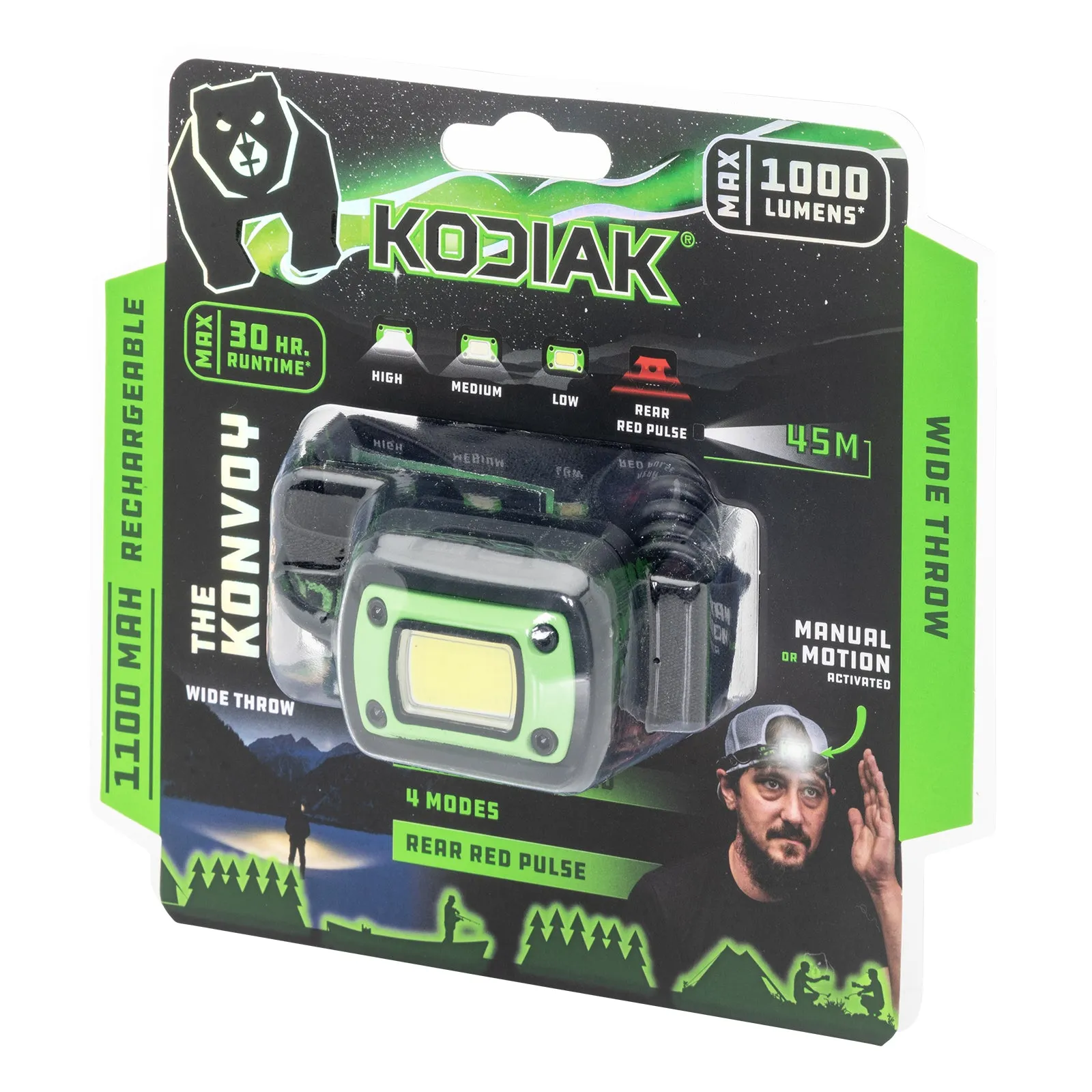 Kodiak Konvoy Rechargeable Motion Activated Wide Beam Headlamp