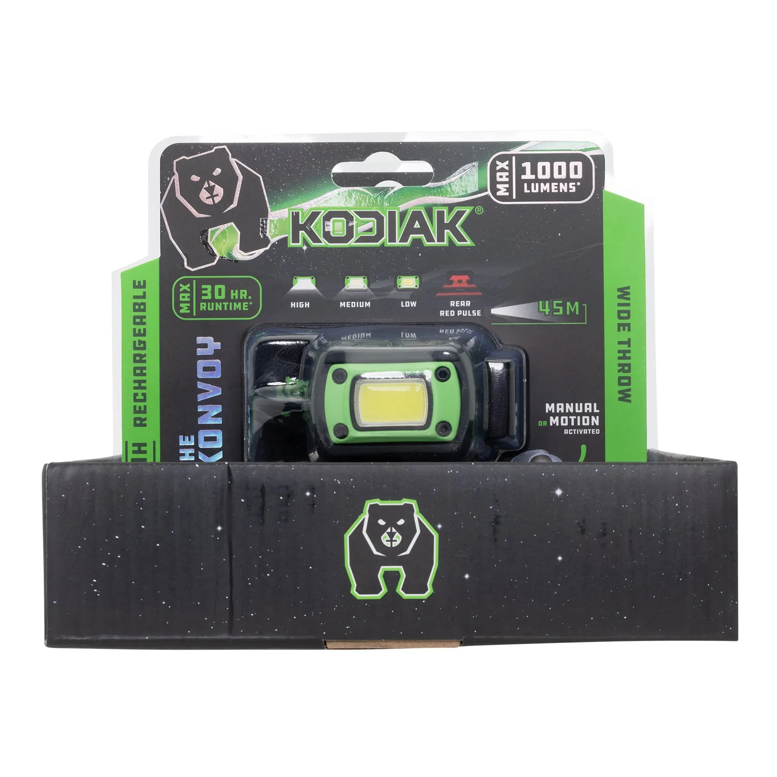 Kodiak Konvoy Rechargeable Motion Activated Wide Beam Headlamp